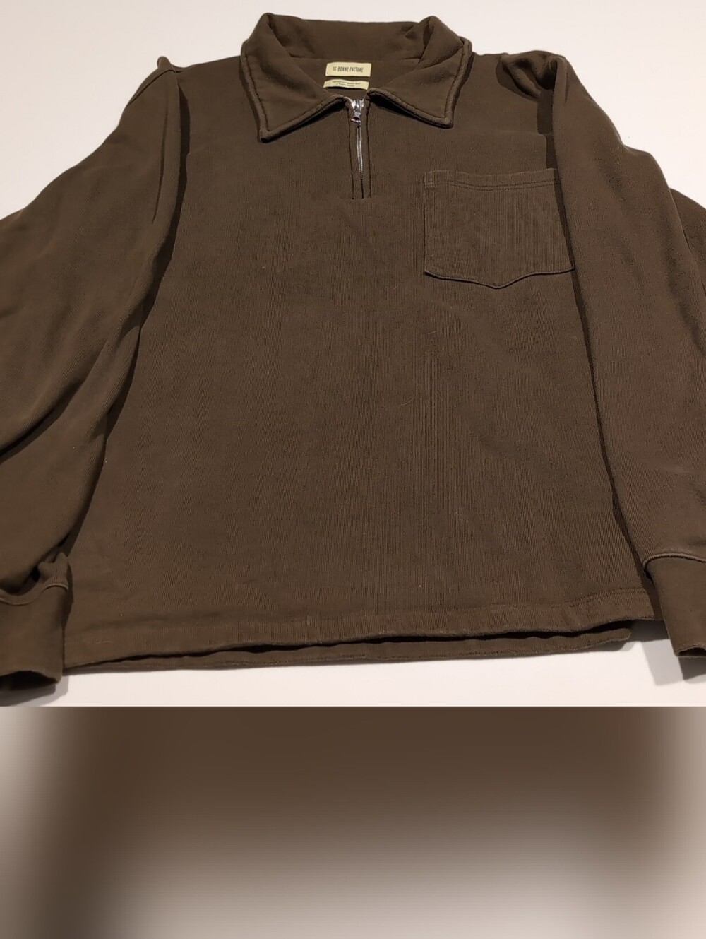 De Bonne Facture Men's Quarter-Zip Crewneck Pullover Sweater - Brown